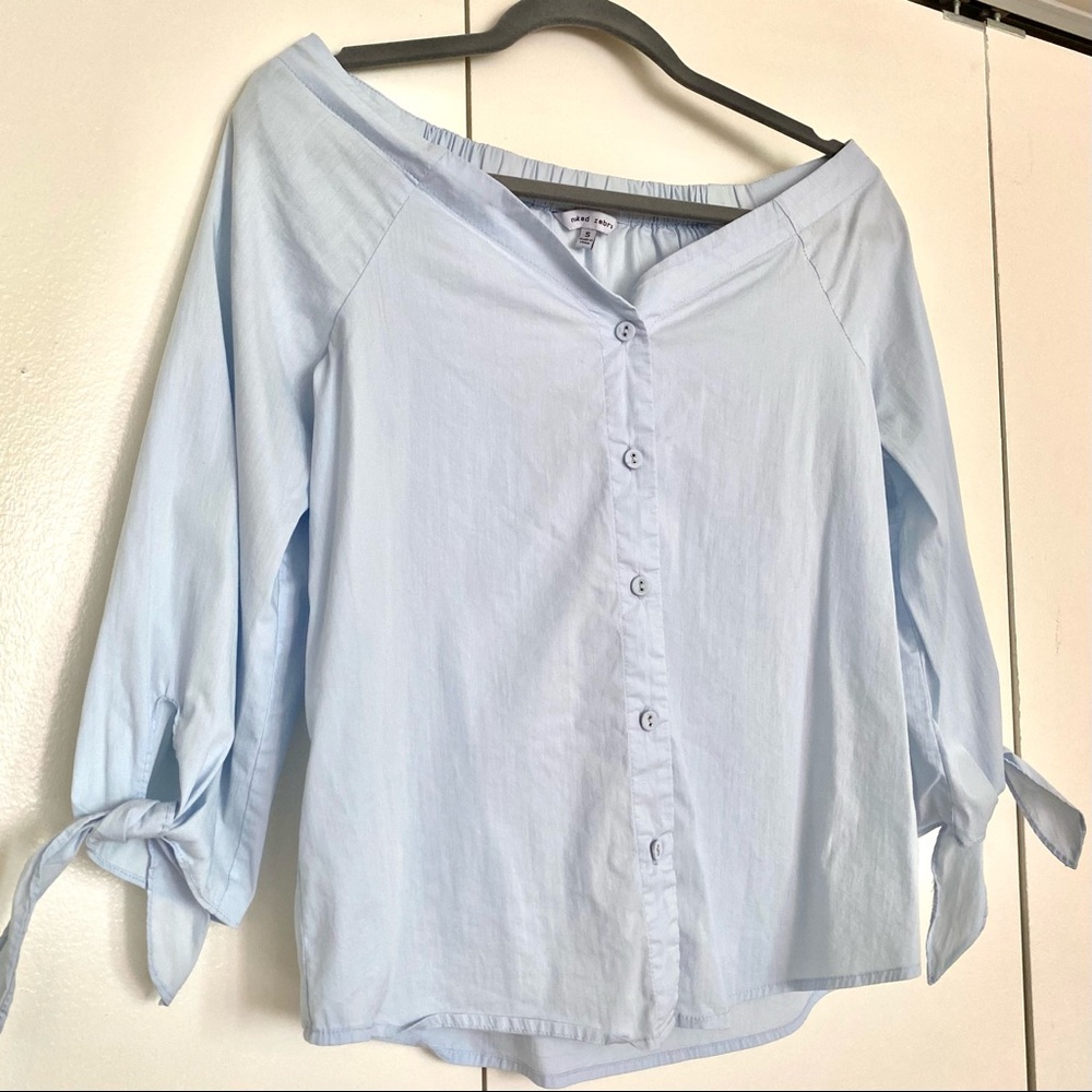 NAKED ZEBRA OFF THE SHOULDER BLOUSE